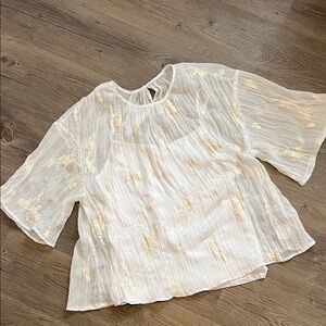 Floral White Sheer Women's Top